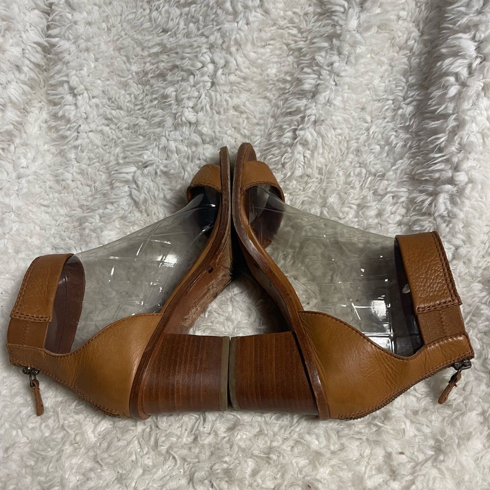 Frye "Brielle" Sandals Leather tan Block heels ankle strap sandals SZ10M . - Picture 5 of 11